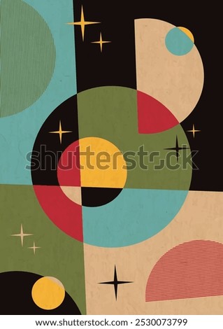 1950s - 1960s Abstract Background, Atomic Age Colors and Style, Space Age Poster Template, Aged Texture Pattern