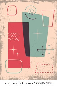 1950s - 1960s Background, Abstract Shapes Illustration, Grunge Texture, Vintage Colors