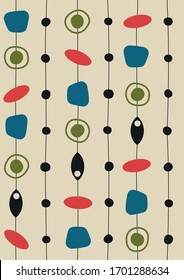 1950s, 1960s Repeating Pattern, Mid Century Modern Shapes, Colors Atomic Age Style Background