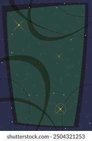 1950s - 1960s Space Illustrations Style Background, Vector Template for Retro Style Cosmic Posters, Covers, Illustrations