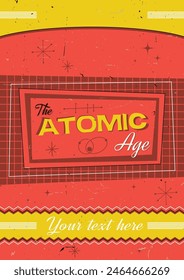 1950s Background, Mid Century Modern Style Illustration, 50s Template for Retro Party, Event Poster, Atomic Age Style, Space Age Design, Abstract Shapes and 1950s Colors