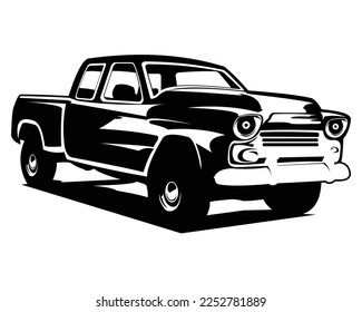 1950s chevy truck silhouette. isolated on a white background showing from the side. premium truck design vector. Best for logo, badge, emblem, icon, sticker design. available in eps 10. svg