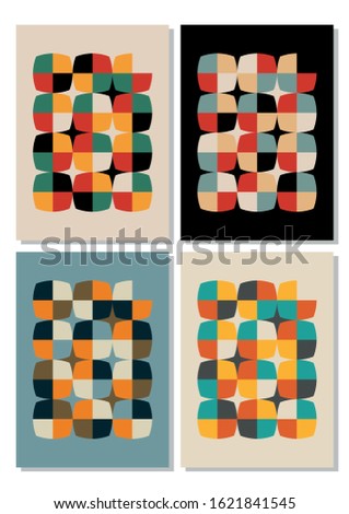 1950s Geometric Patterns, Mid Century Modern Style, Vintage Color Shapes