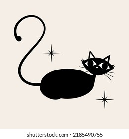 1950s Mid Century Modern Atomic Black Cats and Starbursts svg