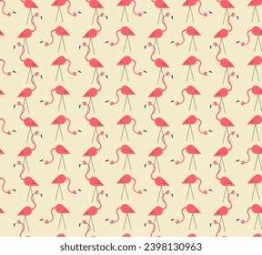 1950s Mid Century Modern Atomic Era Flamingos Cosmic Starbursts seamless pattern. Retro fifties vector background