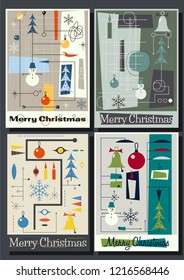 1950s Mid Century Modern Merry Christmas Greeting Cards