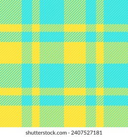 1950s plaid vector texture, trim seamless check background. Show pattern tartan fabric textile in teal and yellow color.