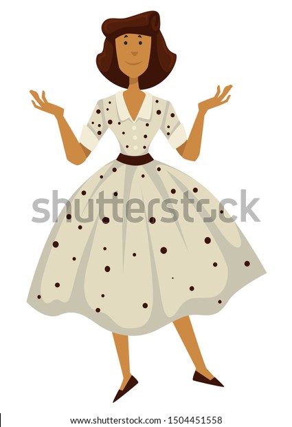 1950s Style Woman Polkadot Dress 50s Royalty Free Stock Image