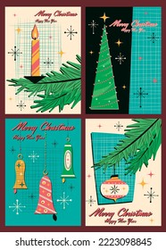 1950s-1960s Mid Century Modern Retro Christmas Greeting Cards Set
