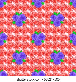 1950s-1960s motifs. Abstract seamless vector pattern with hand drawn floral elements. Silk scarf with rose flowers and green leaves on beige background. Autumn colors. Retro textile design collection.