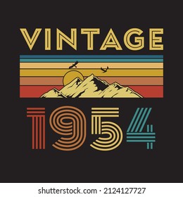 1954 vintage retro, Original, t shirt design vector black background
