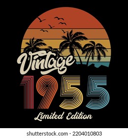 1955 vintage retro t shirt design, vector, black background