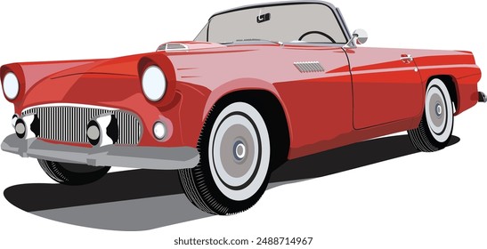 1957 Mercury Montclair Convertible isolated. Vintage Classical Car Illustration, Vintage classic car illustration