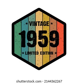 1959 Vintage Retro Limited Edition t shirt Design Vector