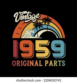 1959 vintage retro t shirt design, vector, black background