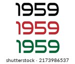 1959 year. Year set for comemoration in black, red and green. Vetor with background white.