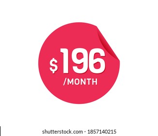 $196 Mes de Dólar. Pegatina mensual de US$ 196