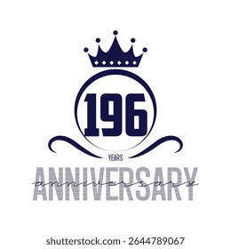 196 anos modelo de design de logotipo. Cento e noventa e seis anos vetor e ilustração.