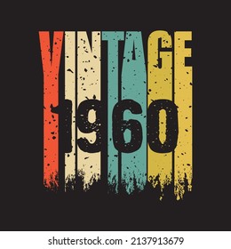 1960 vintage retro t shirt design, vector, black background
