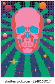 Afiche de esqueletos de estilo retro de los años 1960-1970