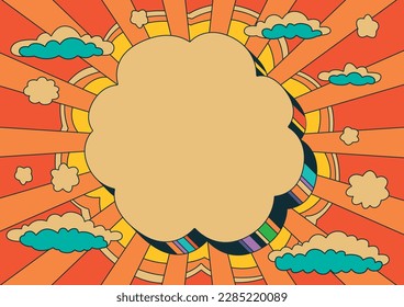 1960-1970s Retro Style Psychedelic Abstract Hippie Sky Background