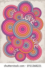 1960s, 1970s Background, Poster, Cover Template, Love And Colors