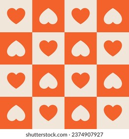 1960s, 1970s retro groovy checkered seamless pattern, geometric vector illustration