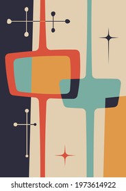 1960s Abstract Background, Mid Century Modern Shapes and Colors