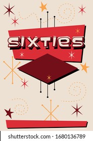 1960s Abstract Geometric Background, Pattern, Cover Template, Vintage Color and Shapes