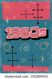 1960s Background, Abstract Shapes, Retro Colors, Grunge Texture