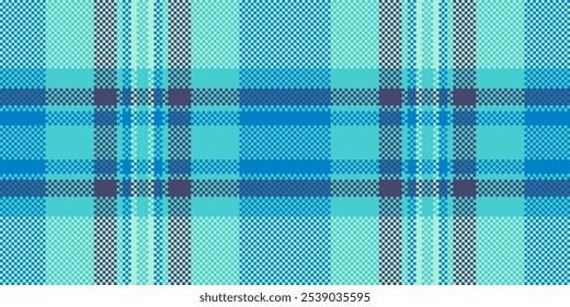 Tela de Vector de fondo de la década de 1960, textura hippy tartán textil. Patrón de cuadros femeninos sin fisuras en paleta de colores turquesa claro y Mediano.