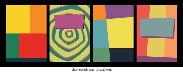 1960s Backgrounds, Abstract Shapes Pattern, Cover Template, Vintage Colors