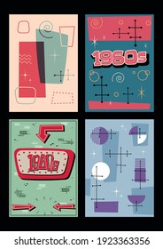 1960s Backgrounds, Cover, Poster Templates, Vintage Colors and Abstract Shapes