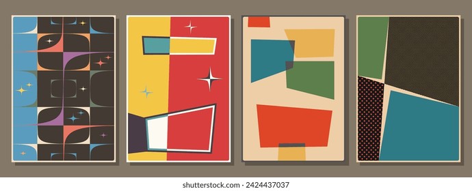 1960s Backgrounds for Retro Style Party, Event Posters, Invitations. 60s Colors and Geometric Shapes