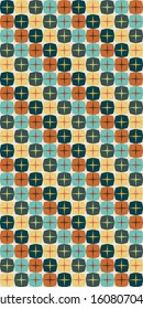 1960s Pattern, Repeated Background, Groovy Colors and Vintage Shapes