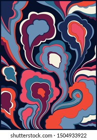 1960s Psychedelic Art Style Pattern, Wallpaper, Background, Cover Template