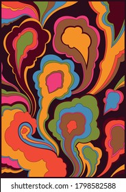 1960s Psychedelic Art Style Poster, Cover Background