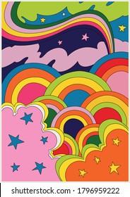 1960s Psychedelic Background, Cover, Poster Template 