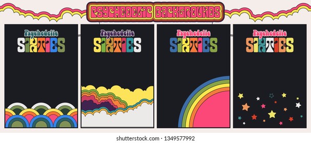 1960's Psychedelic Backgrounds Hippie Style, Vintage Colors