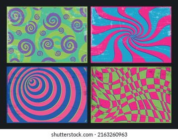 1960s Psychedelic Colors Abstract Backgrounds Set