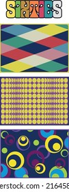 Patrones geométricos de los colores retro de los años 60. Fondos textiles de estilo vintage