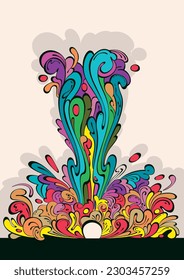 1960s Retro Colors Psychedelic Dynamic Blooming Background