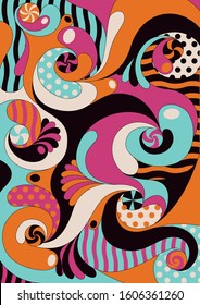 1960s Style Abstract Background Psychedelic Pattern