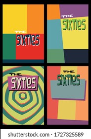 1960s Style Background Set, Abstract Patterns, Groovy Colors from the Sixties