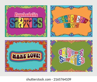 1960s Style Bright Decorative Frame Backgrounds Set