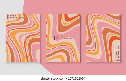 1960s Style Color Waves Backgrounds. Retro cover design collection