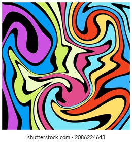 1960s Style Color Waves Backgrounds, abstract and colorful psychedelic background made in old-school style.	

