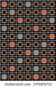 1960s Style Geometric Pattern, Squared Background 