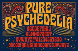 A 1960s Style Psychedelic Alphabet With Swirly Line Art Designs