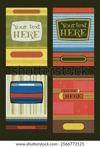 1960s Style Vector Templates for Retro Style Party, Event Posters, Covers, Invitations. Vintage 60s Colors and Shapes